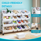 Toy Storage Organizer with Plastic Bins, 4-Tier Metal (9612345409687)