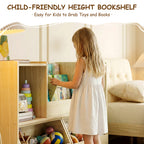 2-in-1 Kids Bookshelf with Storage Cubbies & 2 Wheeled Drawers (9605465604247)