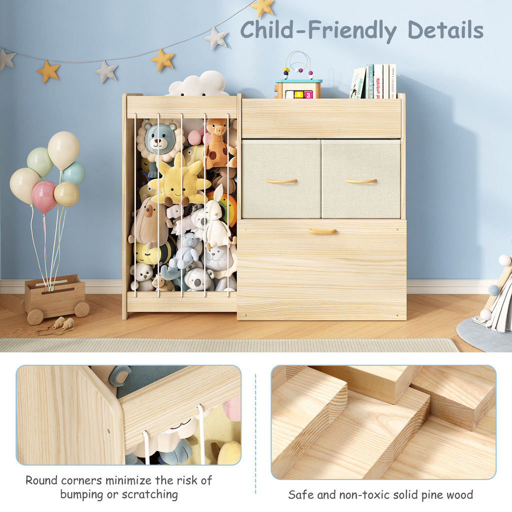 4-in-1 Rolling Wooden Toy Storage with Wheels (9605485101207)