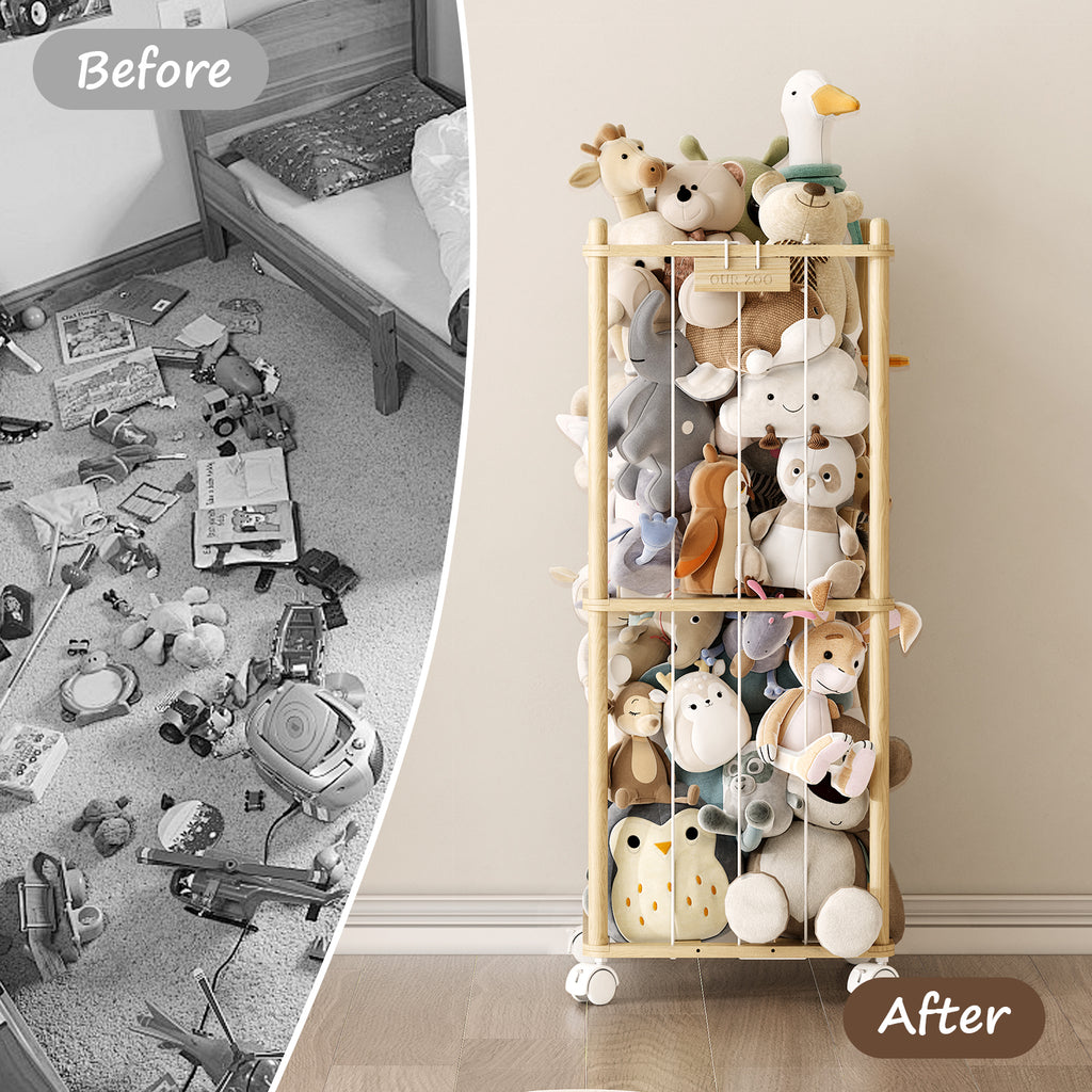 2-in-1 Stuffed Animal Storage with Cube Base & Elastic Rope with wheel (9620398899351)
