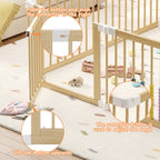 Foldable 8-Panel Wooden Playpen – Portable Safety Gate for Toddlers (9570694561943)