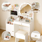 Kids Vanity Table Set with Lighted Mirror, Stool & Storage (9747499516055)