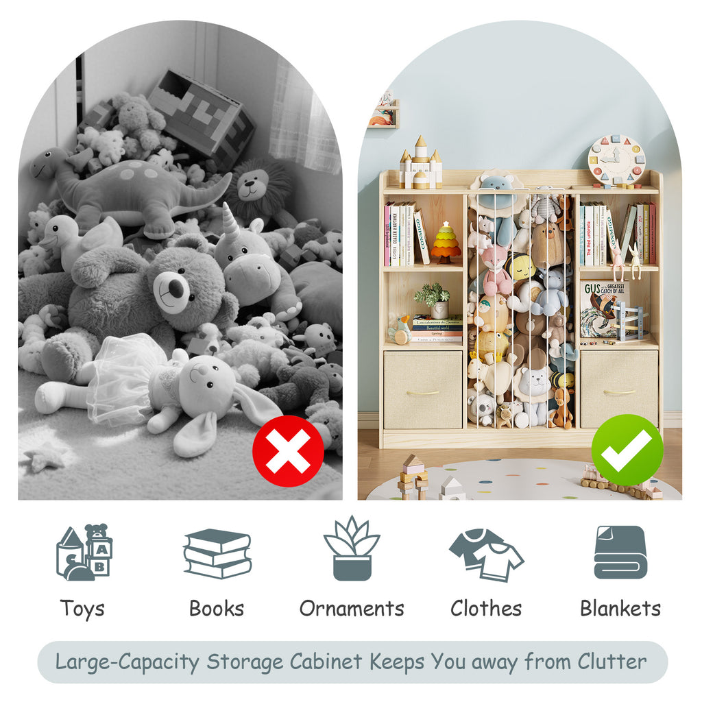 Multifunctional Wooden Bookshelf with Storage of plush stuffe (9570727559319)