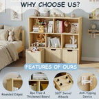Toy Storage Organizer with 3 Rolling Drawers and 5 Storage Cubes (9615061876887)