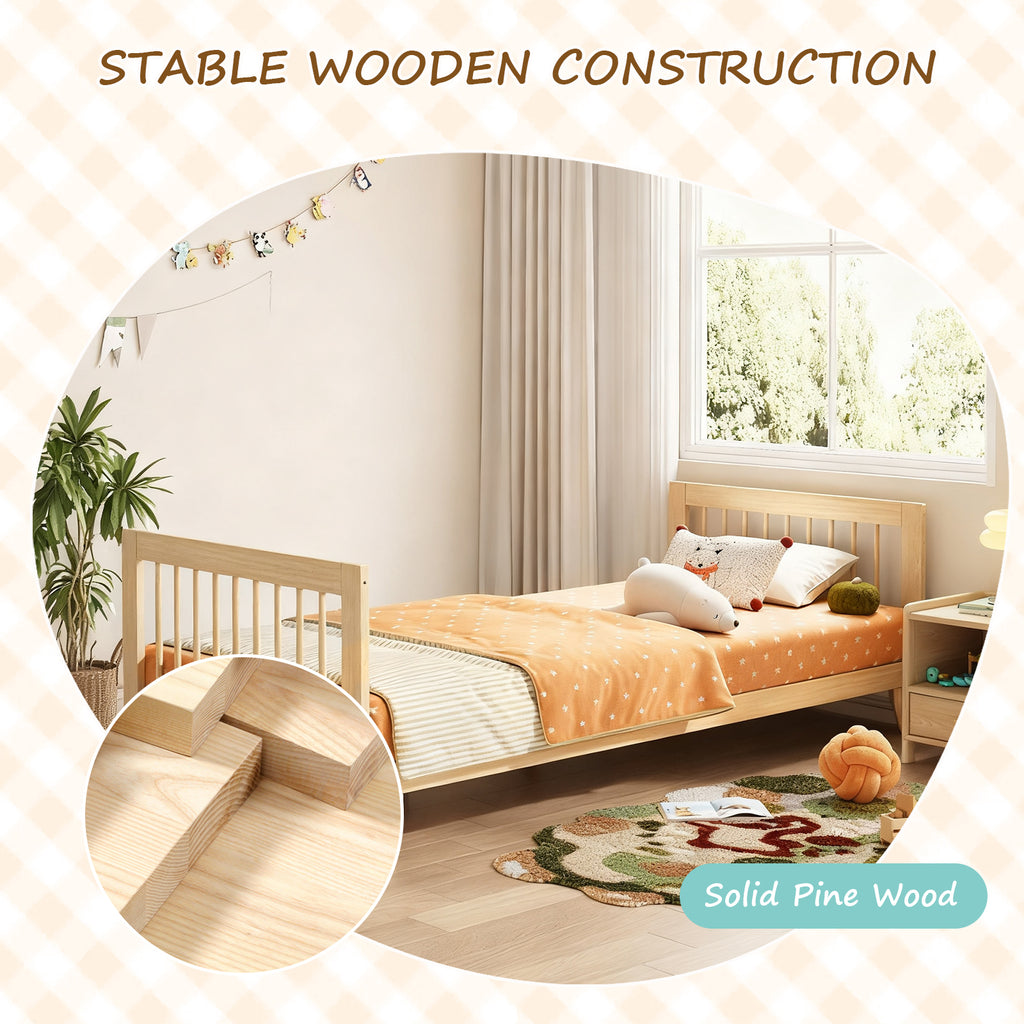 Floor Bed with Guardrail, Twin Size for Toddlers (9570720612503)