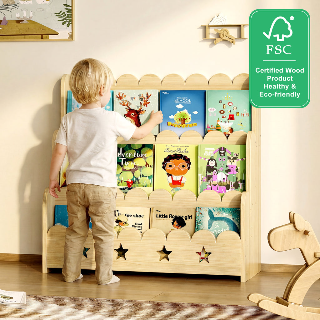 Bookcase with Toy Drawers – Scalloped Front-Facing Display (9605405442199)