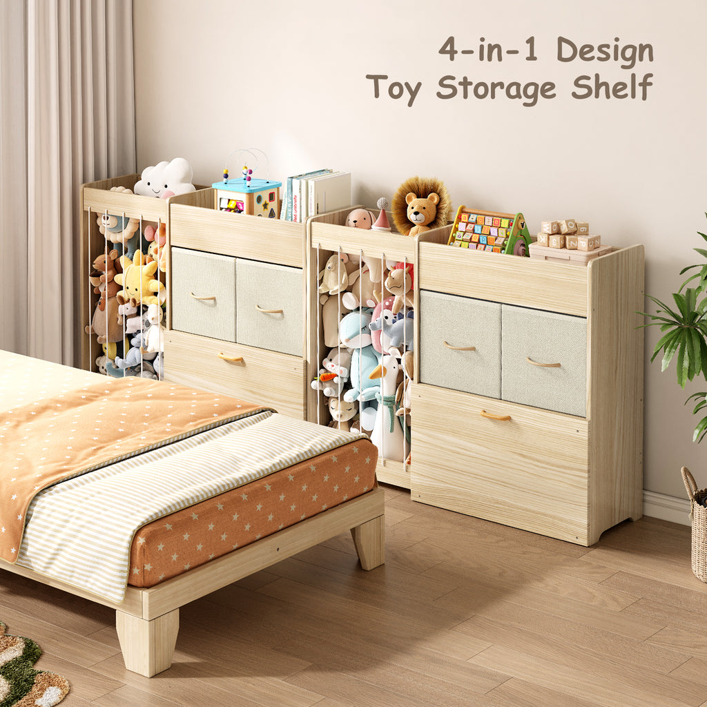 4-in-1 Rolling Wooden Toy Storage with Wheels (9605485101207)