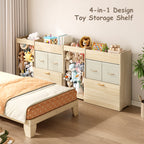 4-in-1 Rolling Wooden Toy Storage with Wheels (9605485101207)