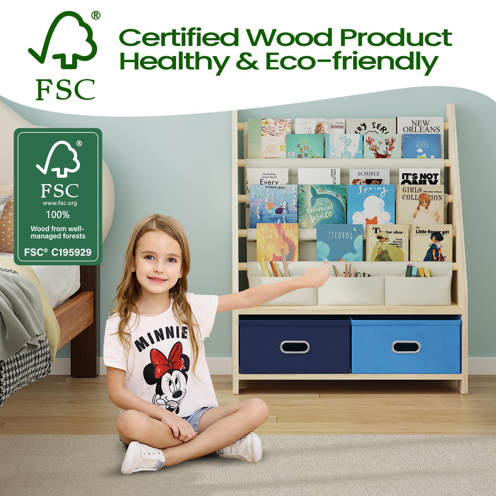 2-in-1 Children's Bookcase with 2 Toy Drawers (9605416190103)