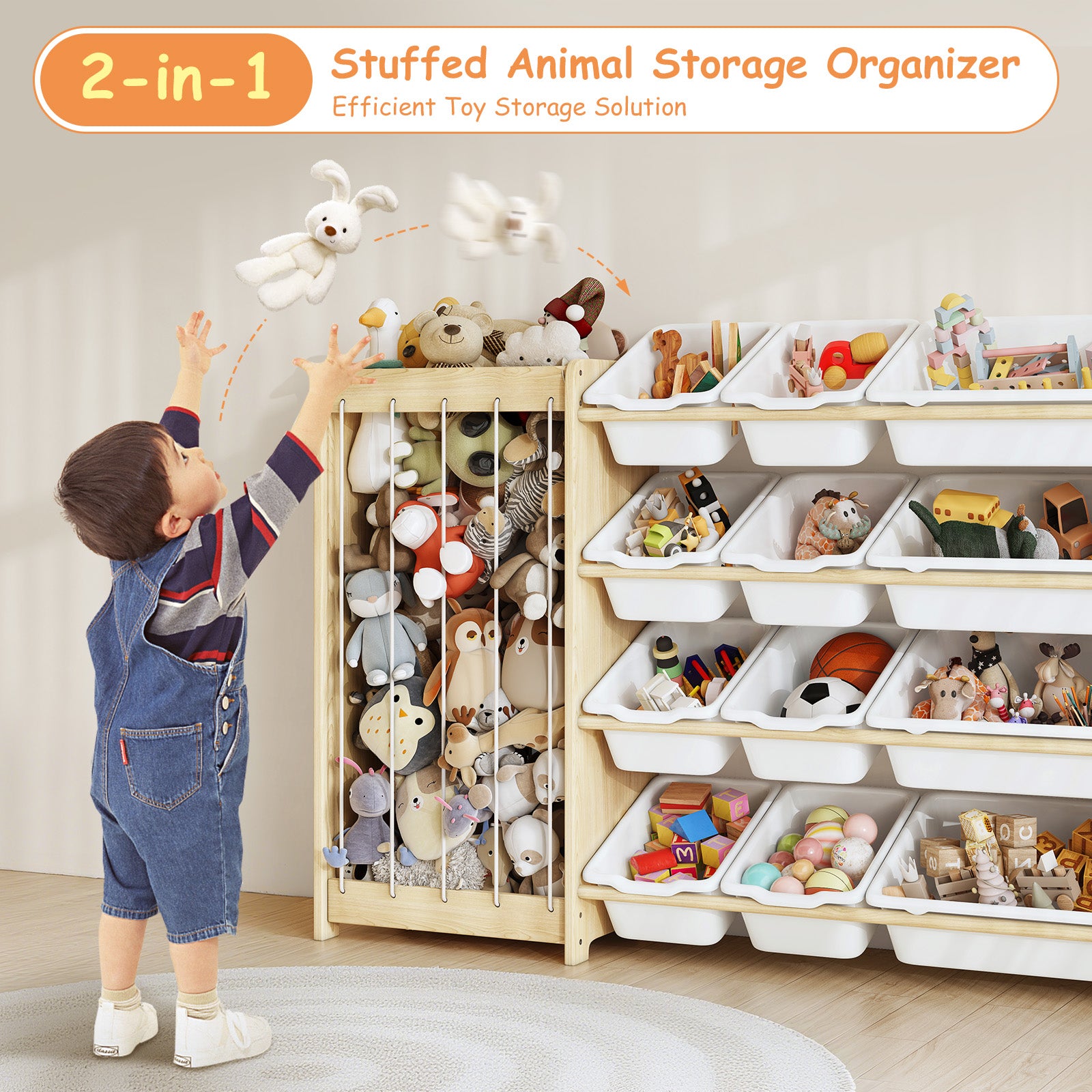 Natural Pine Kid’s Toy cabinet – Safe, Fun, Space-Saving Storage (9605429723287)
