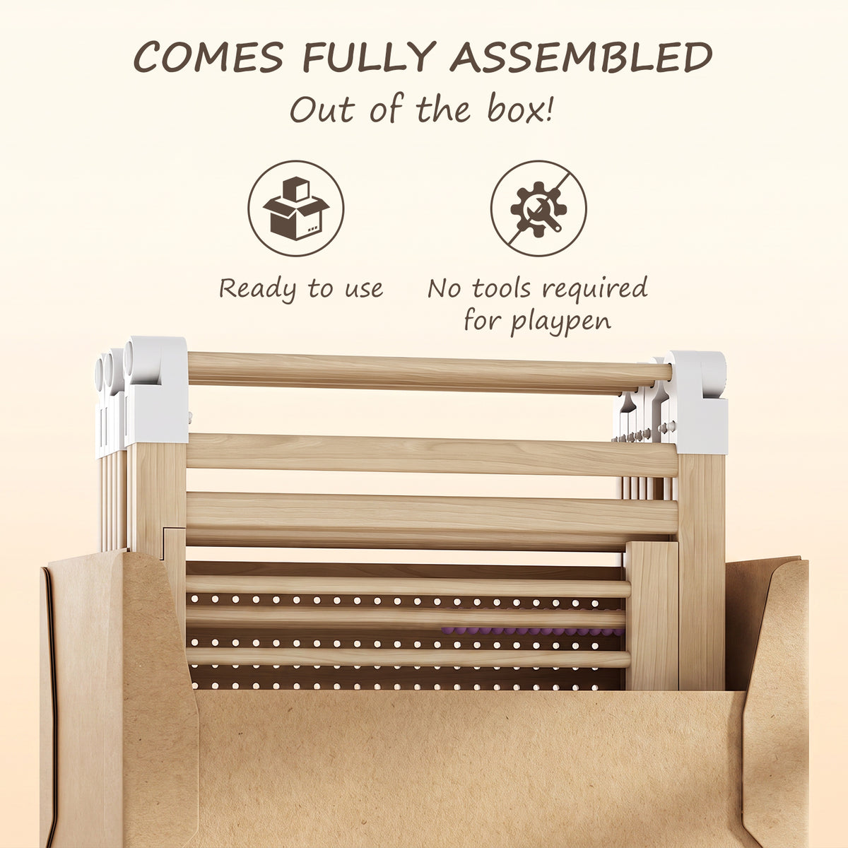 10-Panel Foldable Wooden Baby Playpen with Activity Panels (9706605281431)