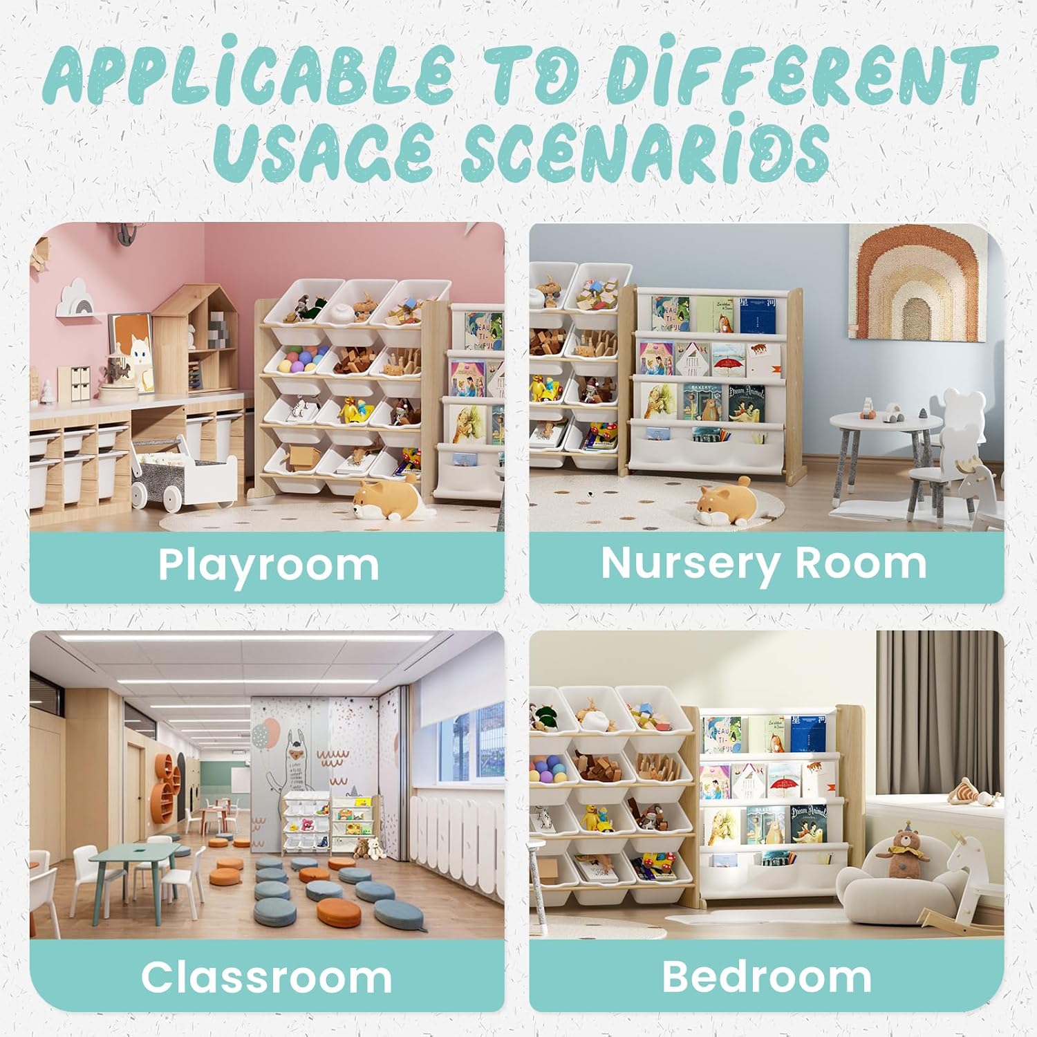 12-Bin Kids Toy Storage Organizer with Bookshelf (9641571582103)