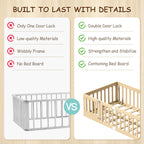 Twin Montessori Floor Bed with 10 Wood Slats and Guardrails (9642471063703)