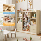 3-in-1 Kids Bookshelf with 2 Drawers & Plush Toy Storage (9570727559319)