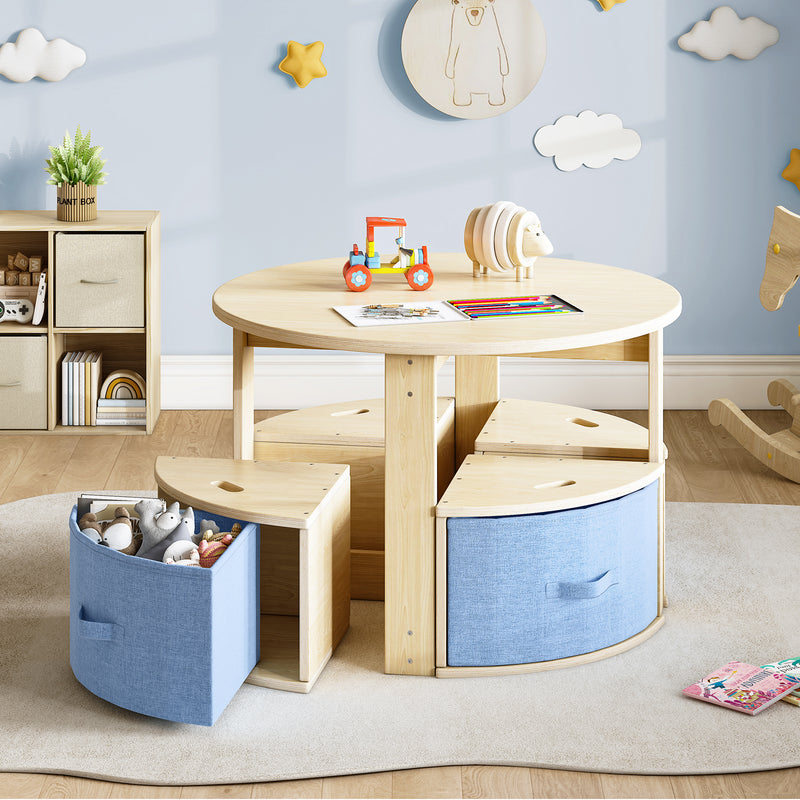 Round Kids Table and 4 Chairs Set (9617830117527)
