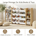 3-in-1 Kids Wooden Storage Bookshelf with 12 Bins (9615053619351)