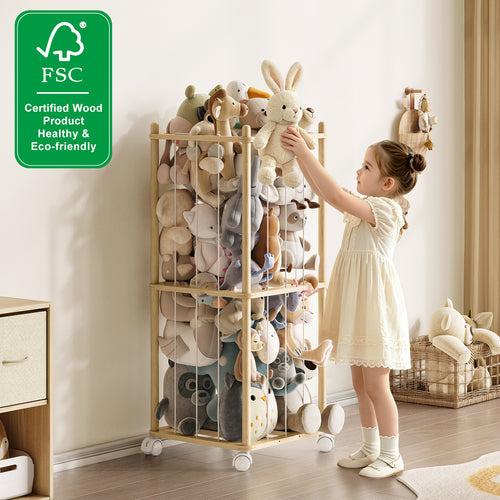2-in-1 Stuffed Animal Storage with Cube Base & Elastic Rope with wheel (9620398899351)