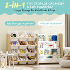 12-Bin Kids Toy Storage Organizer with Bookshelf (9641571582103)