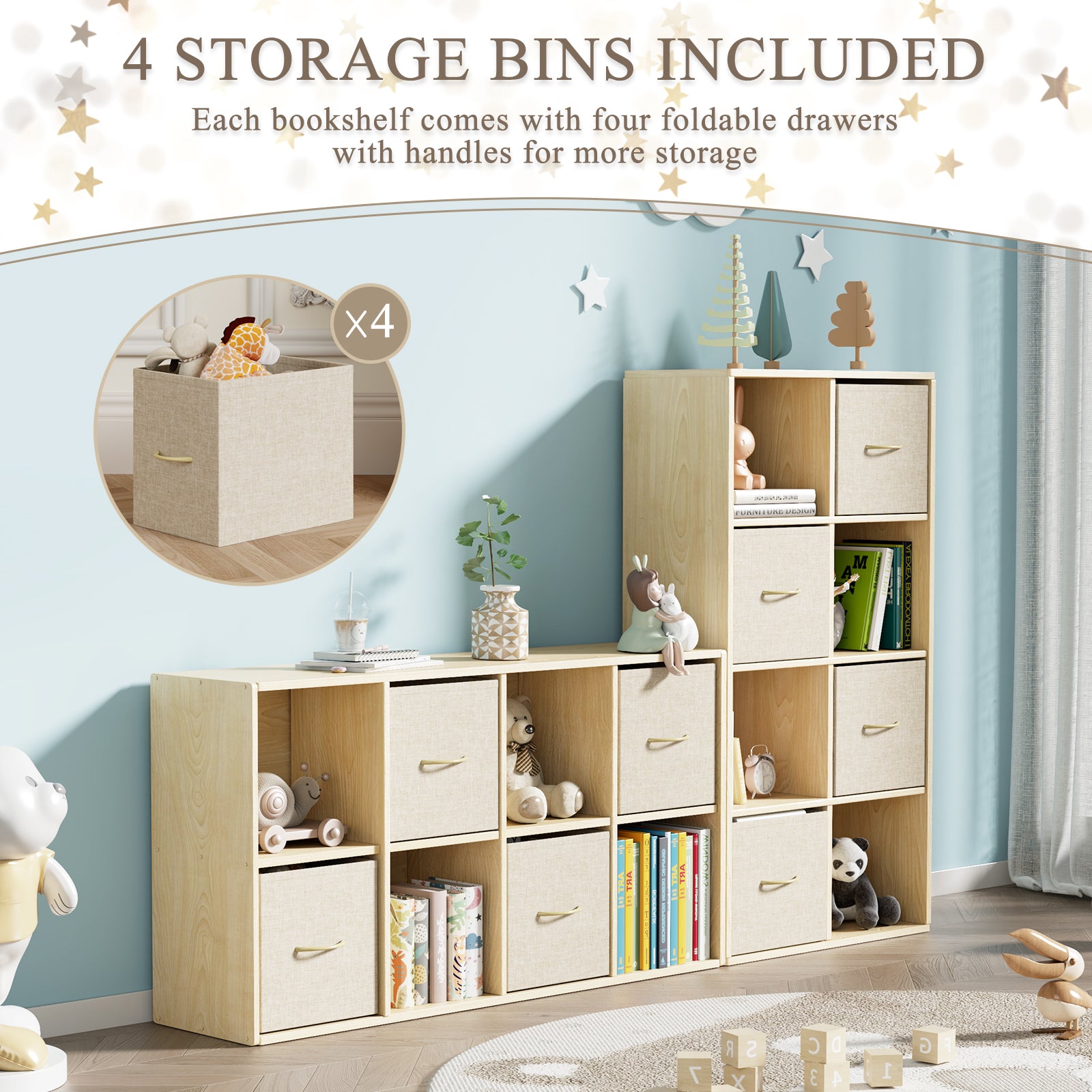 8-Cube With 4 Storage Bins & 2 Removable Backs (9605382242455)