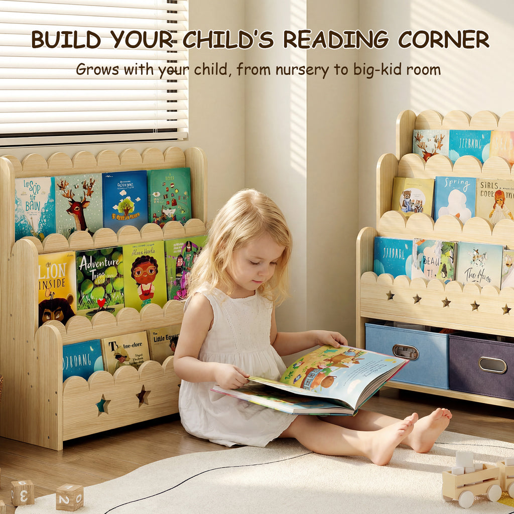 Bookcase with Toy Drawers – Scalloped Front-Facing Display (9605405442199)