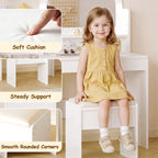 Kids Vanity Table Set with Lighted Mirror, Stool & Storage (9747499516055)