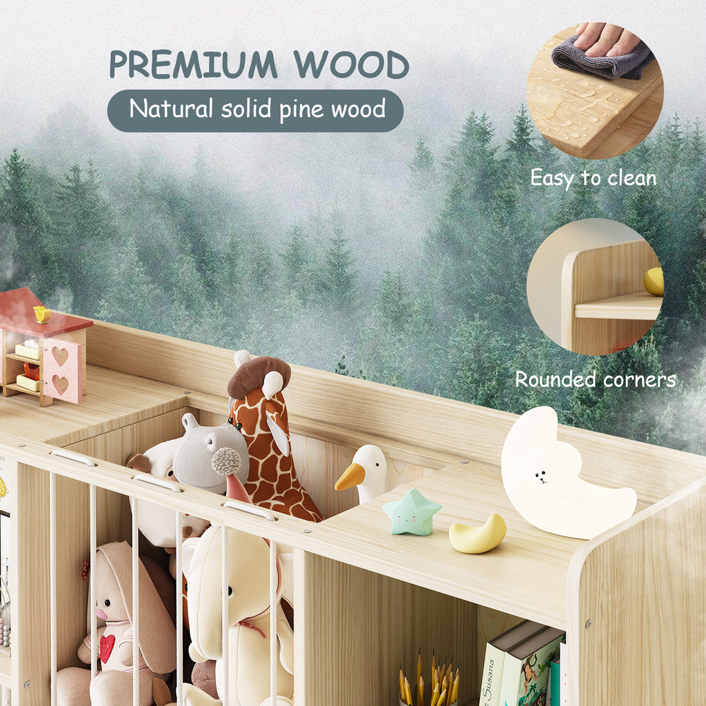 Multifunctional Wooden Bookshelf with Storage of plush stuffe (9570727559319)
