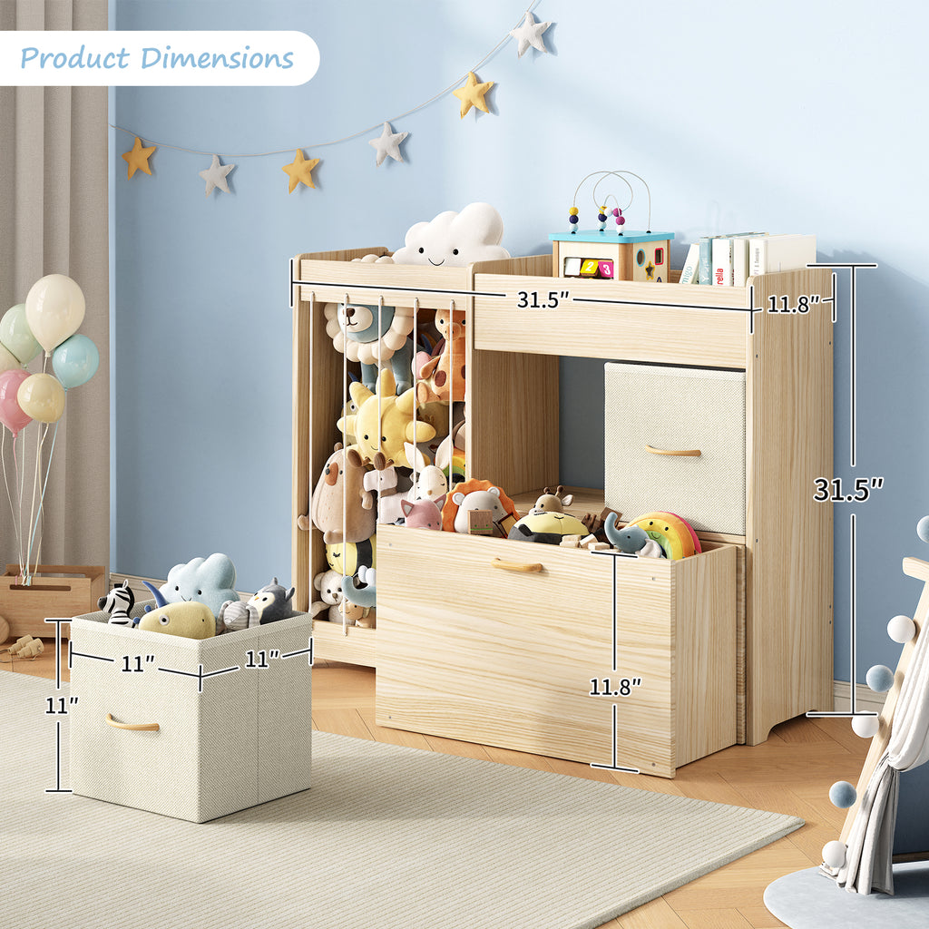 4-in-1 Rolling Wooden Toy Storage with Wheels (9605485101207)