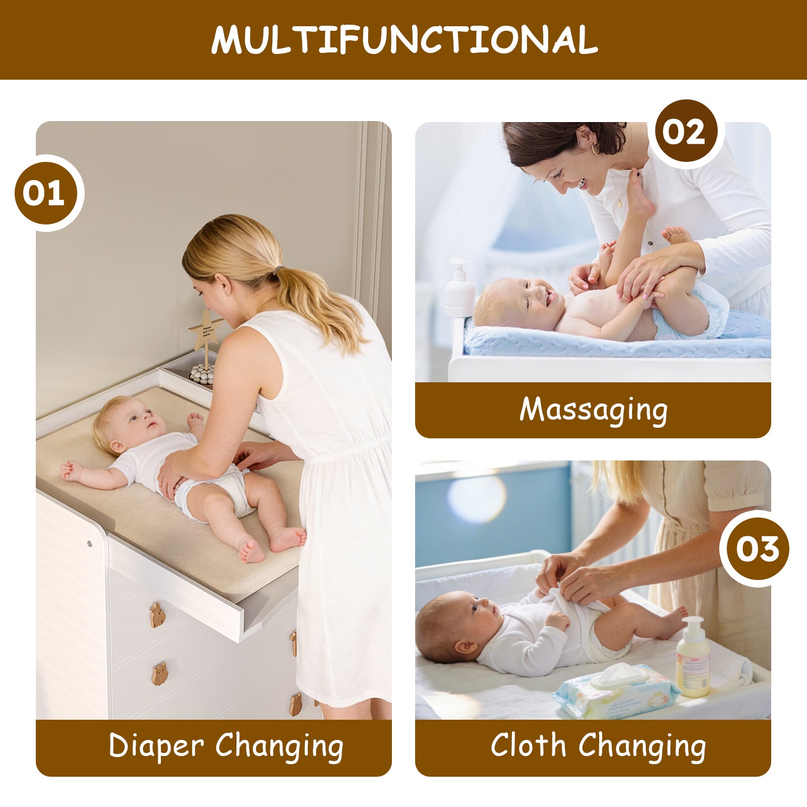5-Drawer Changing Table with Fold-Down Top (9570901328023)