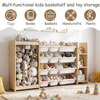 3-in-1 Kids Wooden Storage Bookshelf with 12 Bins (9615053619351)