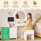 Kids Vanity Table Set with Lighted Mirror, Stool & Storage (9747499516055)