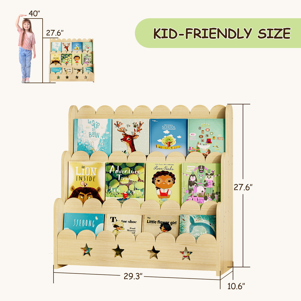 Bookcase with Toy Drawers – Scalloped Front-Facing Display (9605405442199)