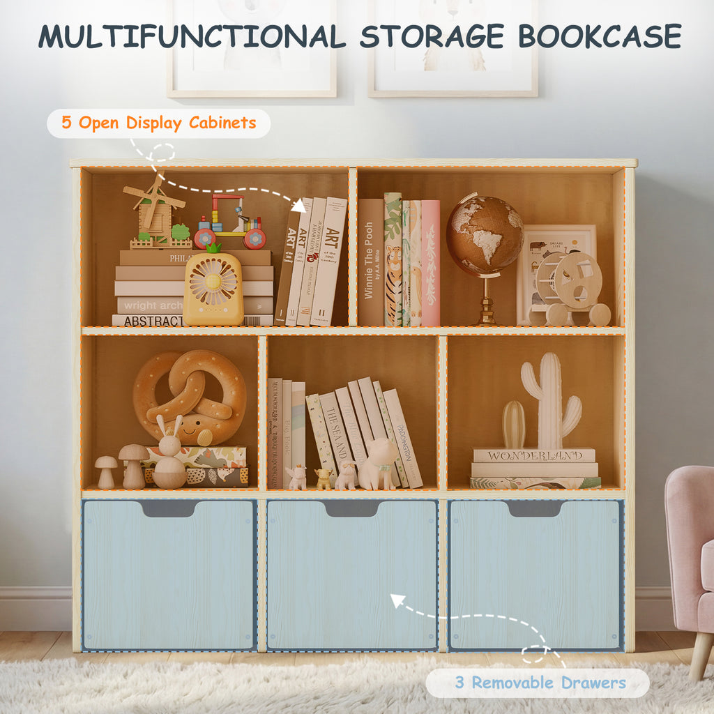 Toy Storage Organizer with 3 Rolling Drawers and 5 Storage Cubes (9615061876887)