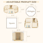 Foldable 8-Panel Wooden Playpen – Portable Safety Gate for Toddlers (9570694561943)