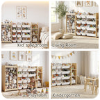 3-in-1 Kids Wooden Storage Bookshelf with 12 Bins (9615053619351)