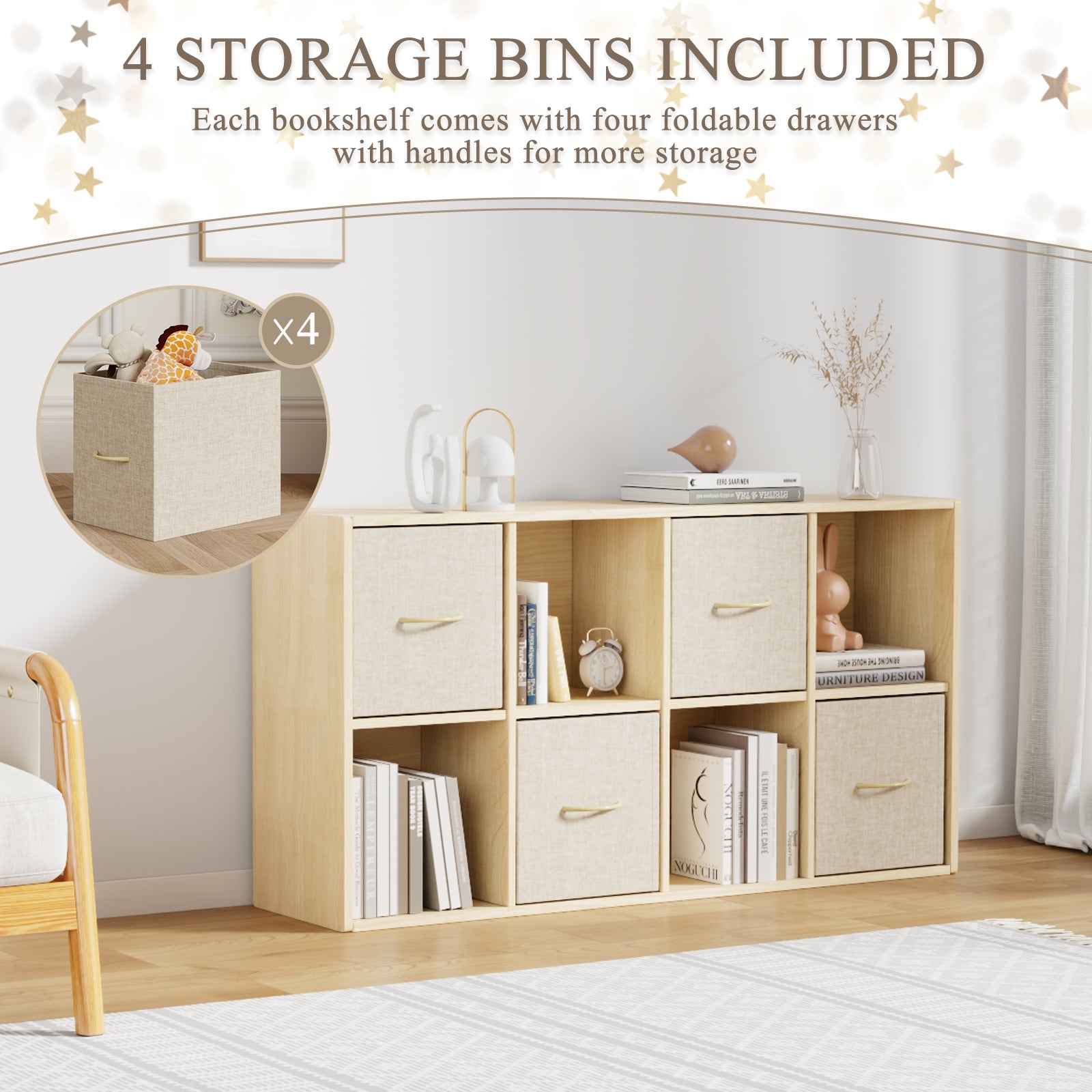 8-Cube With 4 Storage Bins & 2 Removable Backs (9605382242455)