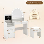 Kids Vanity Table Set with Lighted Mirror, Stool & Storage (9747499516055)