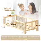 Wooden 3-in-1 Montessori Toddler Floor Bed with Guard Rails (9570720612503)