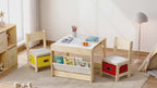 Kids Table and Chairs Set with Blackboard & Storage Drawer
