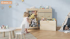4-in-1 Rolling Wooden Toy Storage with Wheels