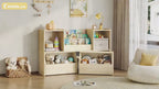 2-in-1 Kids Bookshelf with Storage Cubbies & 2 Wheeled Drawers