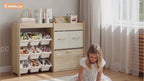 Pinewood Toy Storage Organizer with Bins, Drawers & Top Shelf