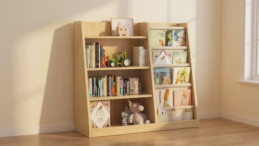 Kids' Bookshelf with Storage Cabinet & Book Display