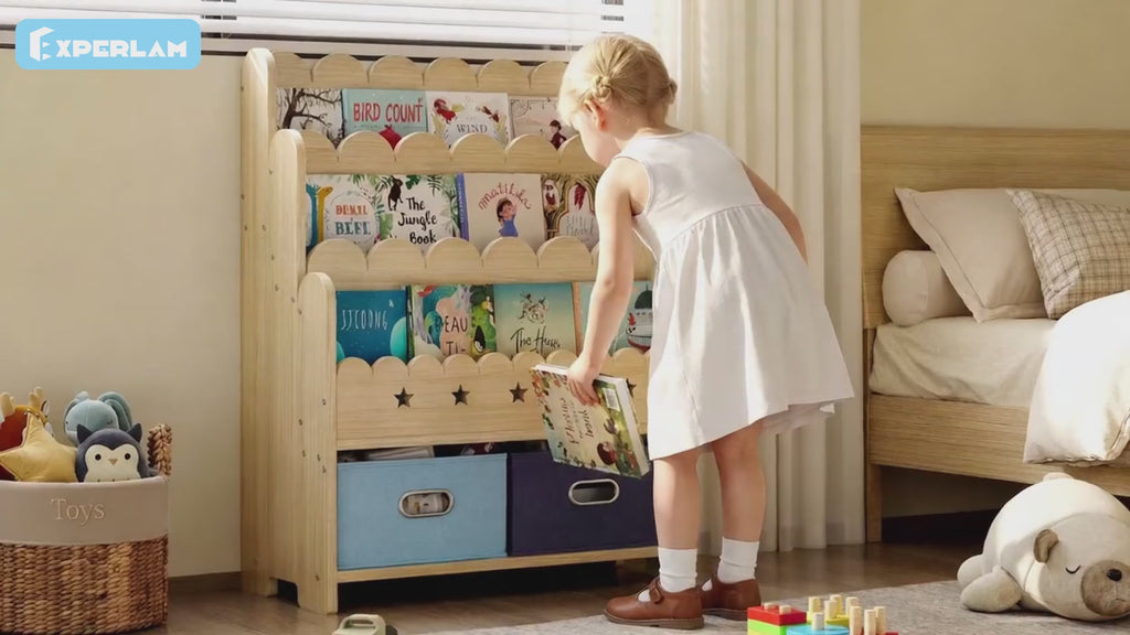 Bookcase with Toy Drawers – Scalloped Front-Facing Display