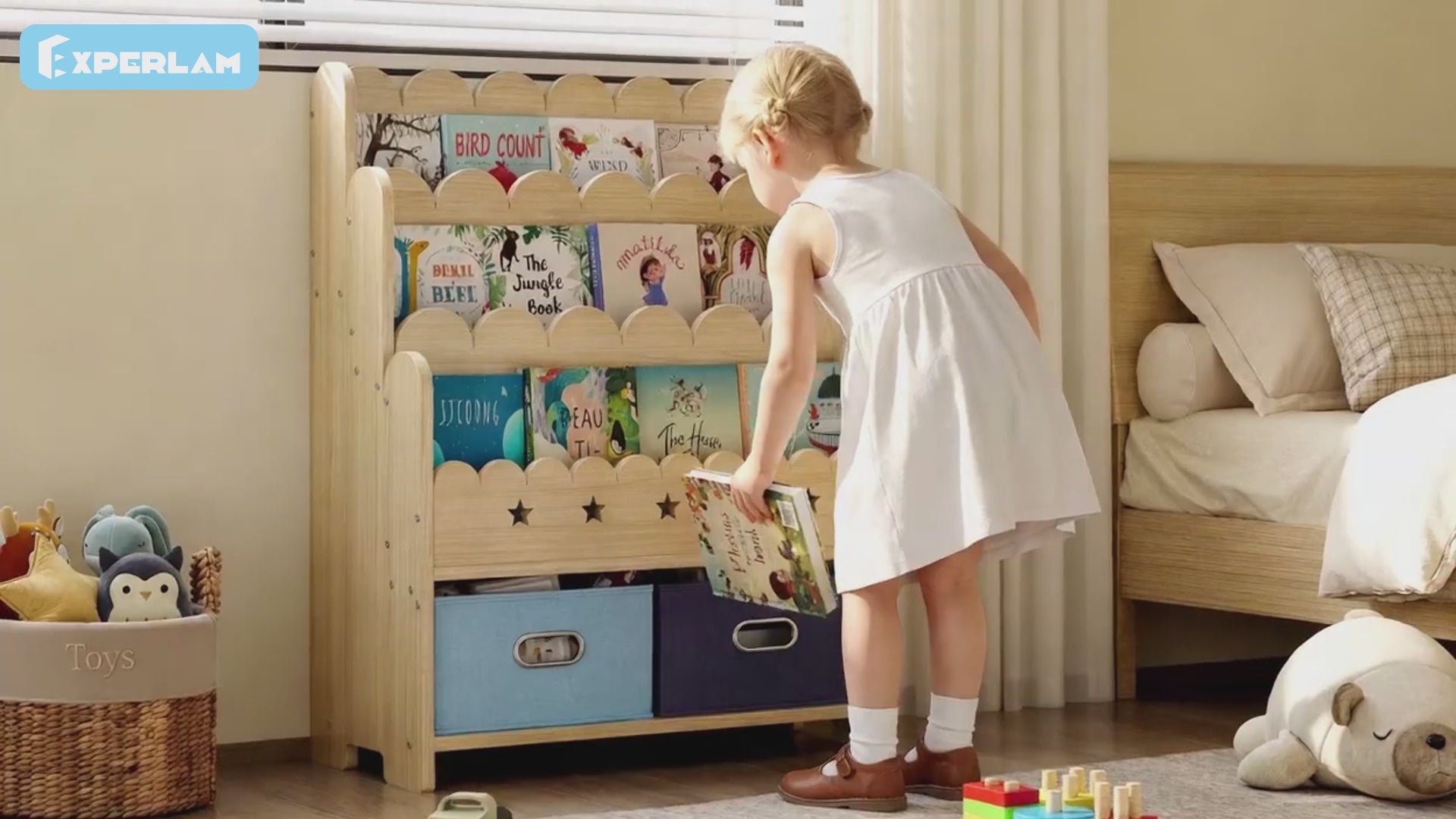 Bookcase with Toy Drawers – Scalloped Front-Facing Display