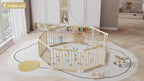 Foldable 8-Panel Wooden Playpen – Portable Safety Gate for Toddlers